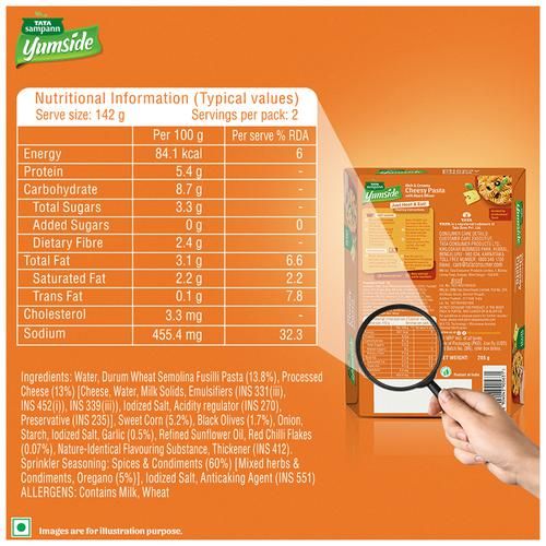 Tata Sampann Yumside cheesy-pasta-with-black-olives-rich-creamy-ready-to-eat-meal-serves-2, 285 g-3.webp